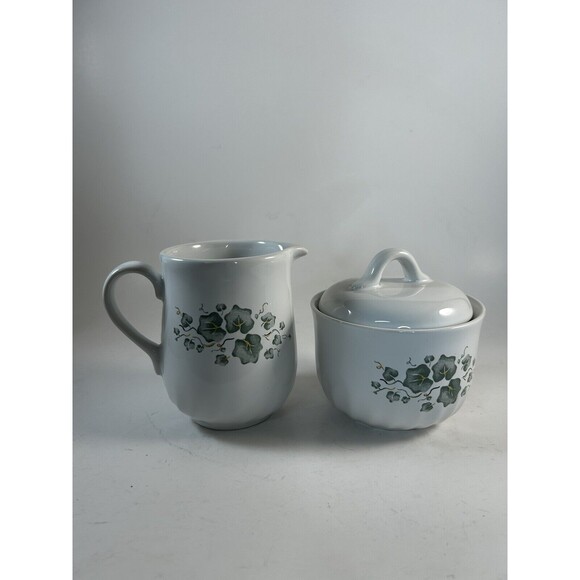 Corelle Coordinates Stoneware Callaway Green Ivy Creamer and Covered Sugar Bowl - Picture 2 of 7